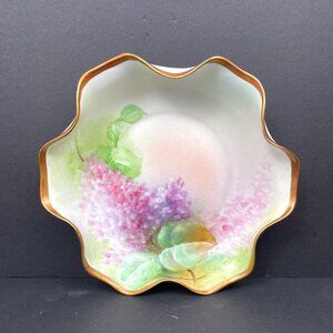 Vintage 1930s Ginori Hand Painted Bowl Lilacs Design 7” – Scalloped Edge Italy